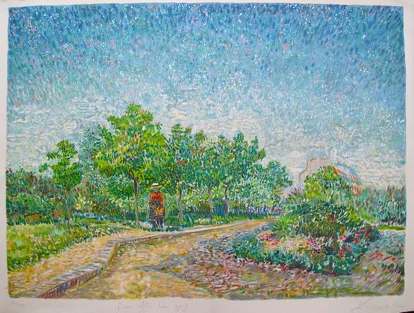 Marc Kniebihler Hand Signed Lithograph:"Corner In Voyer D'Argenson Park At Asnieres"