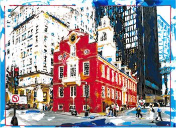 Marco Mark Limited Edition Mixed Media: "Old State House, Boston MA"