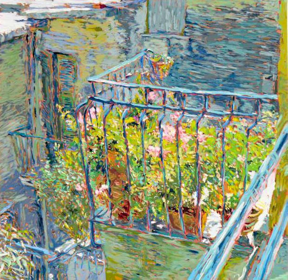 Marco Sassone Limited Edition Serigraph on Paper: "Le Balcon Bleu"