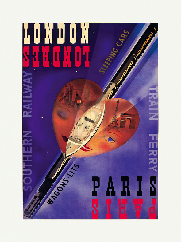 Margaret Bradley Hand Numbered Limited Edition Print on Paper :"London-Paris, Southern Railway"
