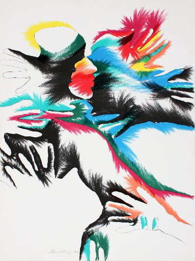 Marisol Escobar Rare Vintage Artist Signed Lithograph: "Blackbird Love"