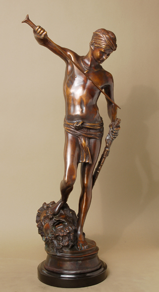 Marius-Jean-Antoine Mercie Handcrafted Solid Bronze Sculpture:"David After the Combat"