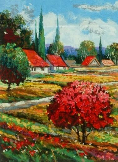 Mark Braver Hand Signed and Numbered Limited Edition Serigraph on Paper: " A Tree ablaze "