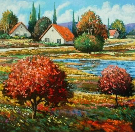 Mark Braver Hand Signed and Numbered Limited Edition Serigraph on Paper: " Backyard Pond "