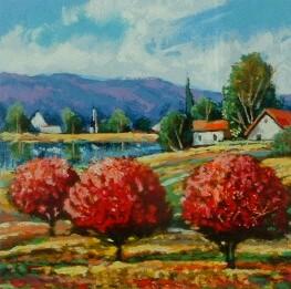 Mark Braver Hand Signed and Numbered Limited Edition Serigraph on Paper: " Blue Mountains "