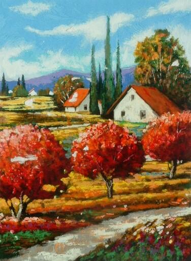 Mark Braver Hand Signed and Numbered Limited Edition Serigraph on Paper: " Crimson Trio "