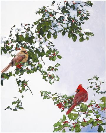 Mark Eberhard Handsigned & Numbered Limited Edition Print on Paper:"Happy Holly Days"
