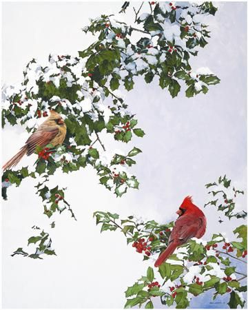 Mark Eberhard Handsigned & Numbered Limited Edition Print on Paper:"Happy Holly Days"