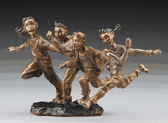 Mark Hopkins Limited Edition Bronze Sculpture: "First One There (Small)"