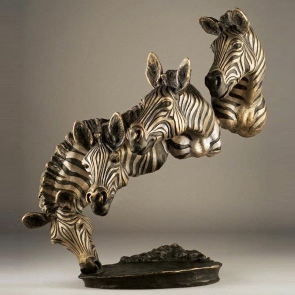 Mark Hopkins Limited Edition Bronze Sculpture:"Bank of the Mara - Zebra"