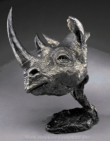 Mark Hopkins Limited Edition Bronze Sculpture: "Black Rhino"