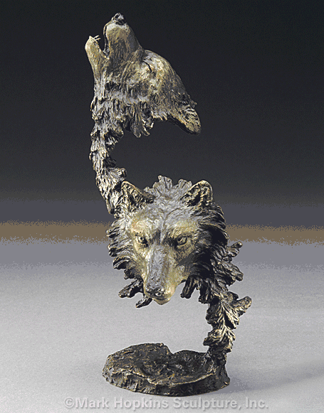 Mark Hopkins Limited Edition Bronze Sculpture: "Cry of the Wolves" (small)