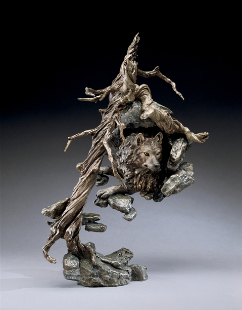 Mark Hopkins Limited Edition Bronze Sculpture:"Sanctuary - Wolf"