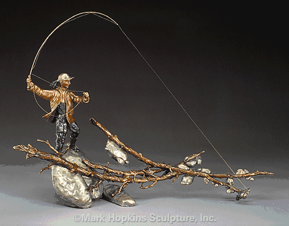 Mark Hopkins Limited Edition Bronze Sculpture: "Setting the Hook (female)"