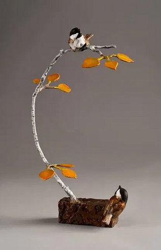 Mark Hopkins Limited Edition Bronze Sculpture:"Oh, There You Are! - Chickadee" Mark Hopkins Limited Edition Bronze Sculpture:"Oh, There You Are! - Chickadee"