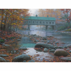 Mark Keathley Artist Hand Signed Limited Edition Embellished Canvas Giclee:�Emert�s Cove Crossing Autumn�    