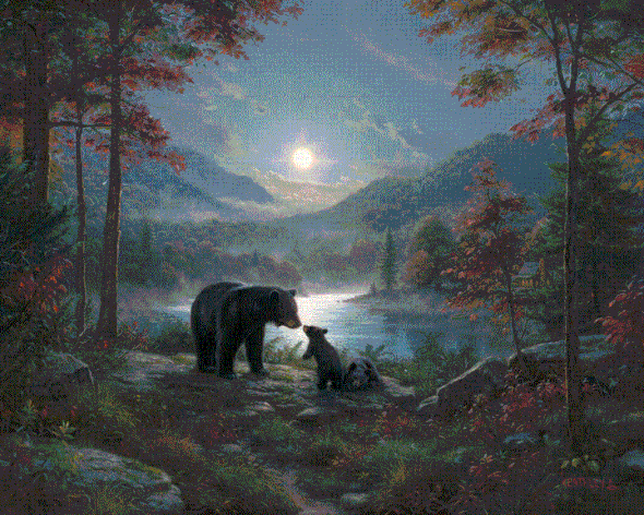 Mark Keathley Hand Signed and Numbered Limited Edition Embellished Canvas Giclee:"Bedtime Kisses"