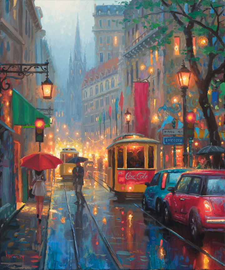 Mark Keathley Hand Signed and Numbered Limited Edition Embellished Canvas Giclee:"City Lights"