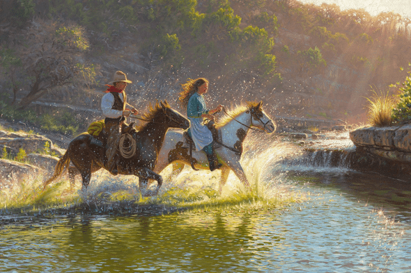 Mark Keathley Hand Signed and Numbered Limited Edition Embellished Canvas Giclee:"Companions"