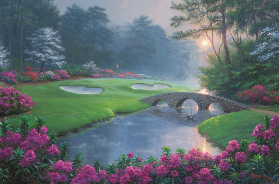 Mark Keathley Hand Signed and Numbered Limited Edition Embellished Canvas Giclee:"Dreams of Green"