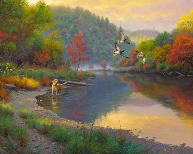 Mark Keathley Hand Signed and Numbered Limited Edition Embellished Canvas Giclee:"Fly By"