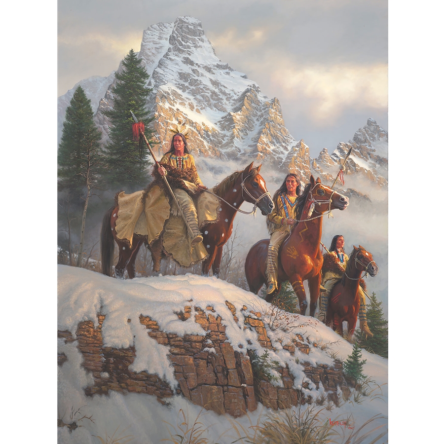 Mark Keathley Hand Signed and Numbered Limited Edition Embellished Canvas Giclee:"The Guardians"