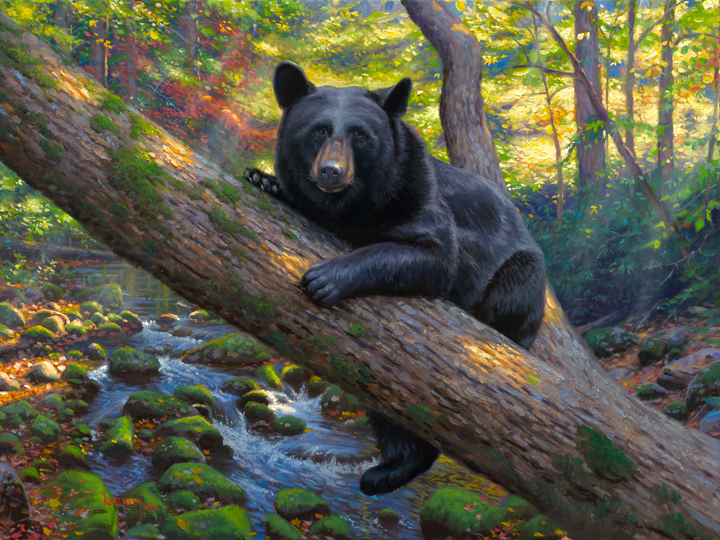 Mark Keathley Hand Signed and Numbered Limited Edition Embellished Canvas Giclee:"Lazy Boy"
