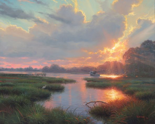 Mark Keathley Hand Signed and Numbered Limited Edition Embellished Canvas Giclee:" Low Country Life"