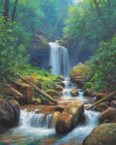 Mark Keathley Hand Signed and Numbered Limited Edition Embellished Canvas Giclee:"Mystic Falls"