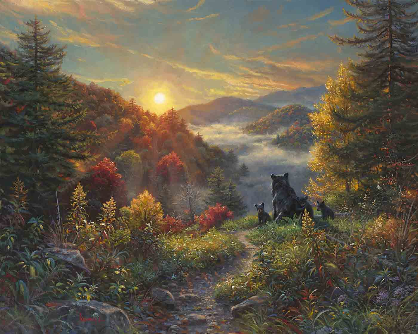 Mark Keathley Hand Signed and Numbered Limited Edition Embellished Canvas Giclee:"New Day"