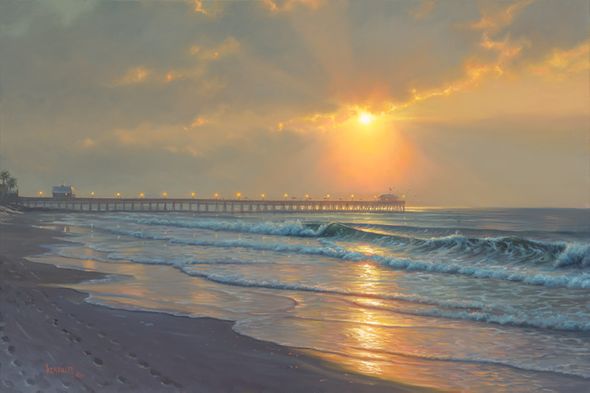 Mark Keathley Hand Signed and Numbered Limited Edition Embellished Canvas Giclee:"Radiant Sunrise"