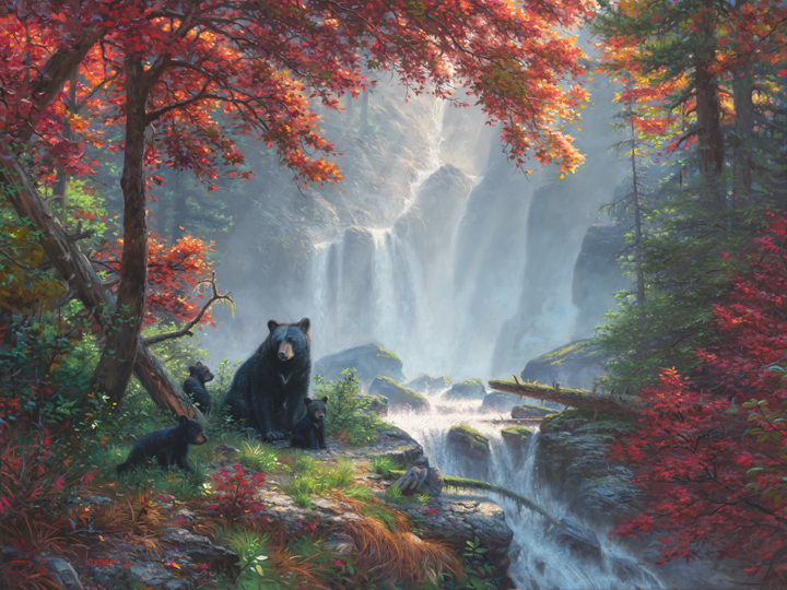 Mark Keathley Hand Signed and Numbered Limited Edition Embellished Canvas Giclee:"Roaring Fork Retreat"
