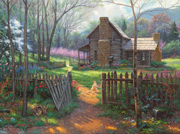 Mark Keathley Hand Signed and Numbered Limited Edition Embellished Canvas Giclee:"Welcome Spring (A Time For Renewal)"
