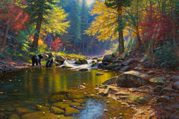 Mark Keathley Hand Signed and Numbered Limited Edition Hand Embellished Giclee on Canvas:"Seasons of Life 2 - Spring Renewal""