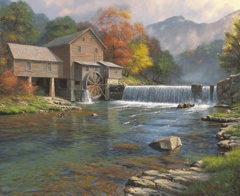 Mark Keathley Handsigned and Numbered Limited Edition Canvas Giclee:"The Old Mill"