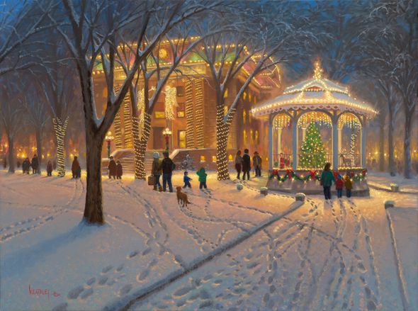 Mark Keathley Handsigned and Numbered Limited Edition:"Christmas at the Courthouse"