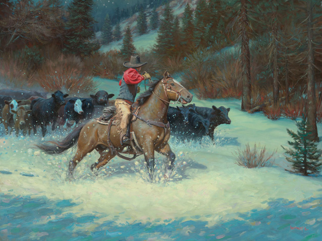 Mark Keathley Handsigned and Numbered Limited Edition Embellished Canvas Giclee:"Night Jitters"