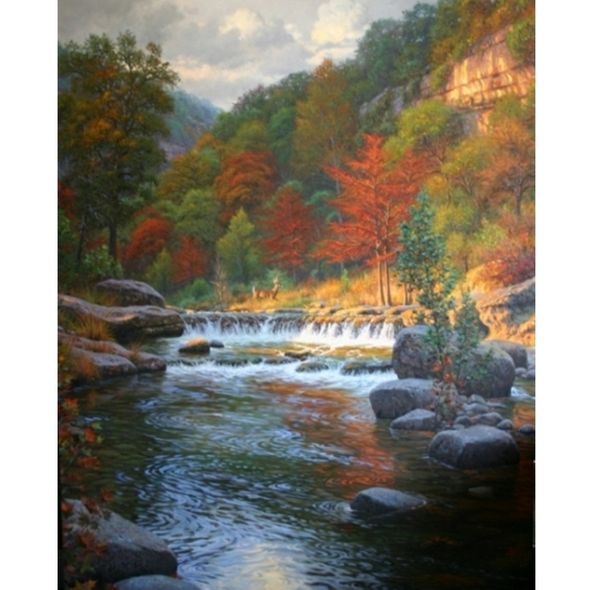 Mark Keathley Handsigned & Numbered Limited Edition Embellished Giclee on Canvas:"Autumn Serenity"