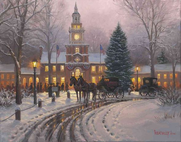 Mark Keathley Limited Edition Artist Embellished AP Canvas Giclee:"Election Day"