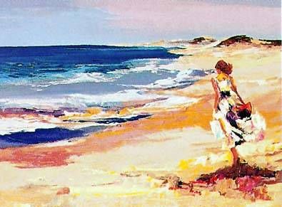 Mark King Handsigned and Numbered Limited Edition Hand-Pulled Serigraph on Paper: "By The Sea"