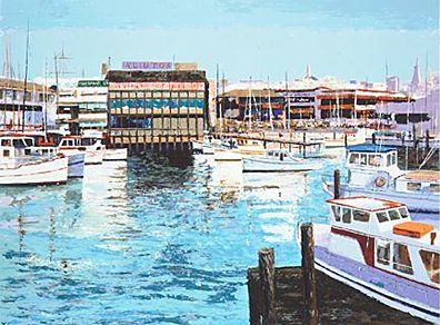 Mark King Handsigned and Numbered Limited Edition Hand-Pulled Serigraph on Paper: "Fisherman's Wharf"