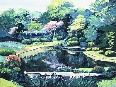 Mark King Handsigned and Numbered Limited Edition Hand-Pulled Serigraph on Paper: "Koi Pond"