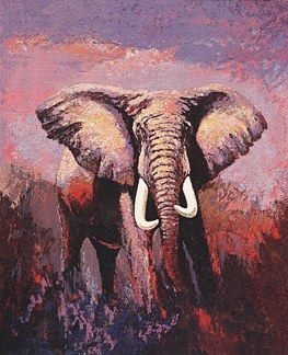 Mark King Handsigned and Numbered Limited Edition Hand-Pulled Serigraph on Paper: "Lone Tusker"