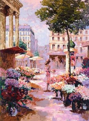 Mark King Handsigned and Numbered Limited Edition Hand-Pulled Serigraph on Paper: "Madeleine Market"