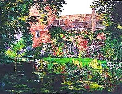 Mark King Handsigned and Numbered Limited Edition Hand-Pulled Serigraph on Paper: "Old Mill Garden"