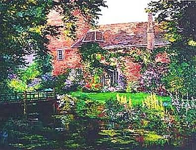 Mark King Handsigned and Numbered Limited Edition Hand-Pulled Serigraph on Paper: "Old Mill Garden"