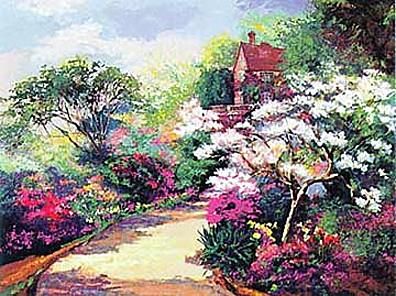 Mark King Handsigned and Numbered Limited Edition Hand-Pulled Serigraph on Paper: "Spring Magnolia Blossoms"