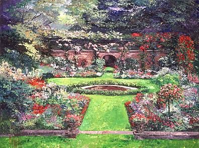 Mark King Handsigned and Numbered Limited Edition Hand-Pulled Serigraph on Paper: "Summer Rose Garden"