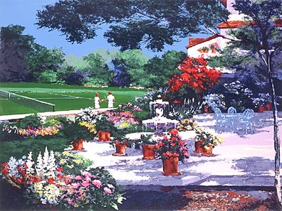 Mark King Handsigned and Numbered Limited Edition Hand-Pulled Serigraph on Paper: "Tennis Landscape"