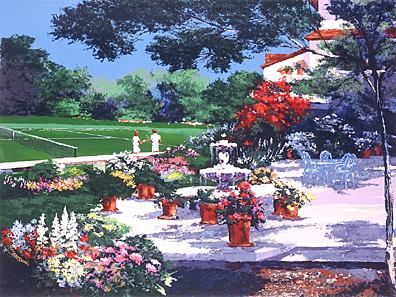 Mark King Handsigned and Numbered Limited Edition Hand-Pulled Serigraph on Paper: "Tennis Landscape"